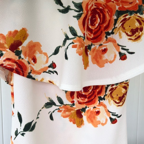 OFF SHOULDER FLORAL MIDI DRESS - Picture 6 of 7